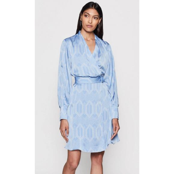 NWT Equipment Fanetta Geo Print Belted Long Sleeve Wrap Dress Size 0